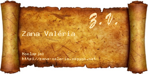 Zana Valéria névjegykártya
